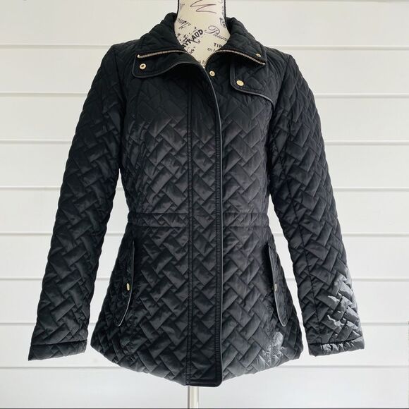 Cole Haan Women’s Black Signature Funnel Collar Quilted Jacket Size Small - Picture 1 of 14